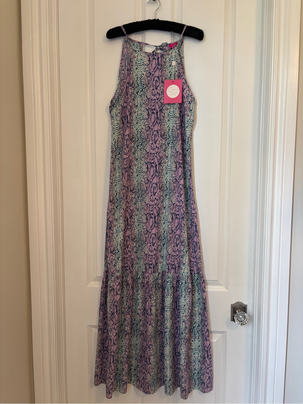 Caroline Hill - Sleeveless Maxi Dress in Lavender/Mint Animal Print. Size S NWT